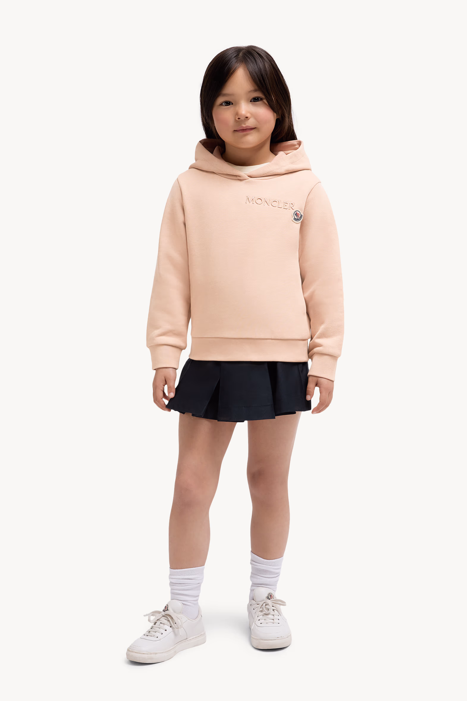 Embroidered Logo Cotton Hoodie Girl Light Pink Moncler 2